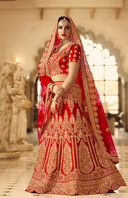 Hot Red Indian Bridal Dress|Zardozi ...